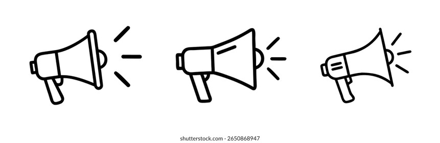 ícones de alto-falante de comunicação de anúncio megaphone