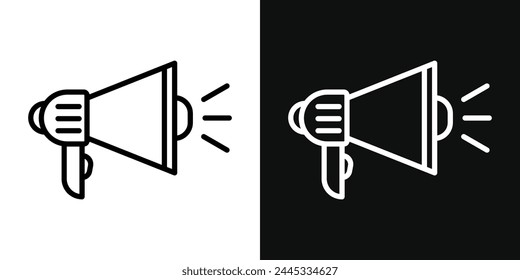 Megaphone and Announcement Icon Set. Public Loudspeaker and Promotion Symbols.