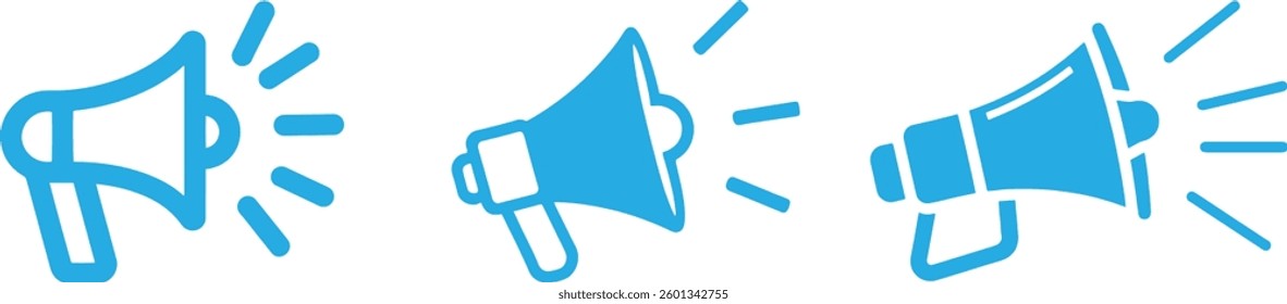 Megaphone Announcement Icons vector art illustration with white background