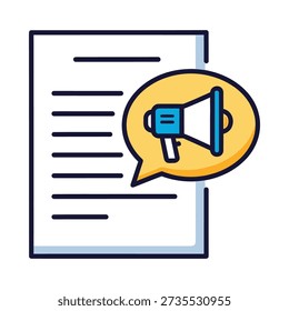Megaphone announcement on document loudspeaker notification communication symbol public address system
