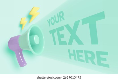 Megaphone announcement with paper art style and pastel color scheme vector illustration