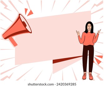 Megaphone announcement promotion vector illustration