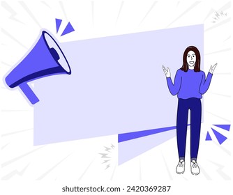 Megaphone announcement promotion vector illustration