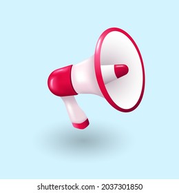 Megaphone announcement. Realistic Style. With Combination of Red and White Color scheme. Vector Illustration