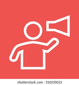Megaphone, announcement, speaker icon vector image. Can also be used for activities. Suitable for use on web apps, mobile apps and print media.