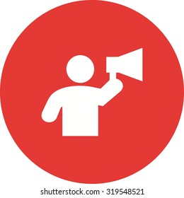 Megaphone, announcement, speaker icon vector image. Can also be used for activities. Suitable for use on web apps, mobile apps and print media.