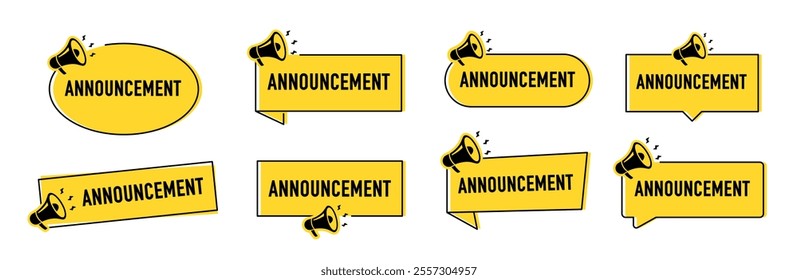 Megaphone with announcement speech bubble. Loudspeaker. Banner for business, marketing and advertising. Vector illustration