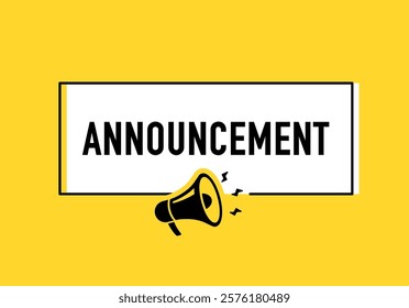 Megaphone with announcement speech bubble. Loudspeaker. Banner for business, marketing and advertising. Vector illustration	