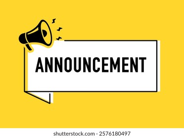 Megaphone with announcement speech bubble. Loudspeaker. Banner for business, marketing and advertising. Vector illustration	