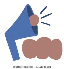 Vector del anuncio del megáfono, icono dibujado a mano del altavoz, ilustración del símbolo de la comunicación