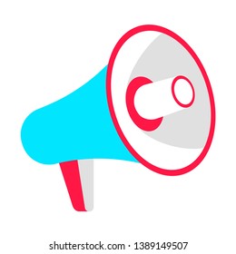 Megaphone announcer flat style design vector illustration icon sign isolated on white background.