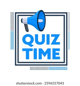 Megaphone Announcing Quiz Time Inside Square Frame