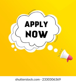 megaphone with apply now speech bubble, Vector icon design