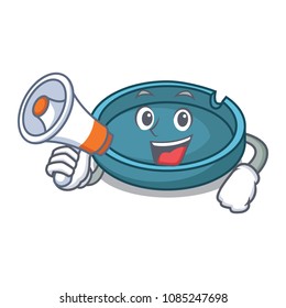 With megaphone ashtray character cartoon style