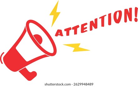 Megaphone with attention shout vector illustration.
