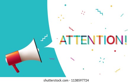 Megaphone with "Attention!" Speech Bubble
