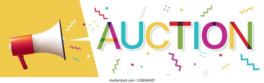 Megaphone with "Auction" in Speech Bubble 