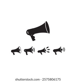 megaphone audio loudspeaker public announcement icon silhouette vector flat design elements collection set