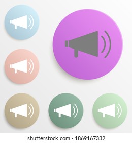 Megaphone badge color set. Simple glyph, flat vector of web icons for ui and ux, website or mobile application