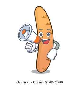 With megaphone baguette character cartoon style
