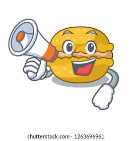With megaphone banana macarons isolated on a mascot