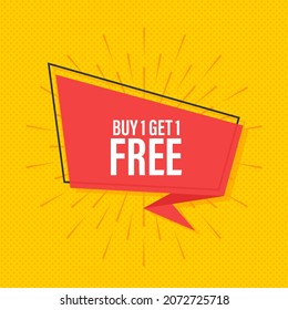 Megaphone banner, business concept with text Buy 1 Get 1 Free. Sale tag. Vector stock illustration