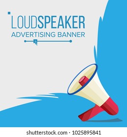 Megaphone Banner Vector. Elections Symbol. Banner For Business, Promotion. Flat Cartoon Illustration
