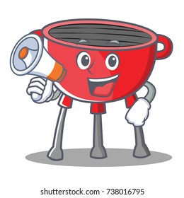 With Megaphone Barbecue Grill Cartoon Character