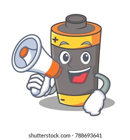 With megaphone battery character cartoon style