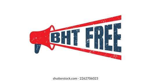 megaphone BHT Free. Vector Rubber Stamp. red grunge texture