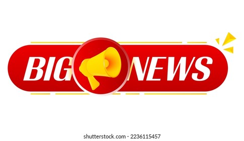 Megaphone with big news on white background. Megaphone banner. Web design. Vector