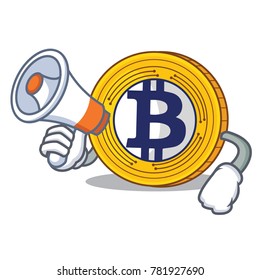 With megaphone Bitcoin Gold character cartoon