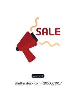 megaphone Black Friday icon. Black Friday design, sale, discount, advertising, marketing price tag, Clothes, furnishings, cars, food sale icons. Black Friday icons vector. 
