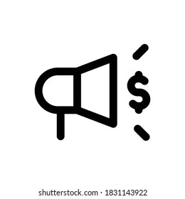 Megaphone (Black Friday) icon outline vector. isolated on white background