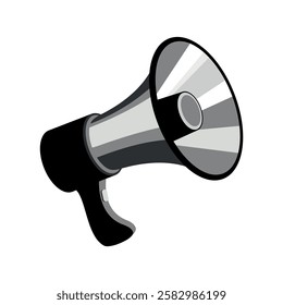 Megaphone black and white icon vector. Loud speaker symbol in flat style isolated on a white background. Loudspeaker vector illustration. Bullhorn graphic design element