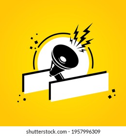 Megaphone with blank speech bubble banner. Loudspeaker. Label for business, marketing and advertising. Vector on isolated background. EPS 10.