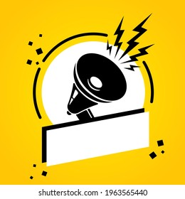 Megaphone with blank speech bubble banner. Loudspeaker. Label for business, marketing and advertising. Vector on isolated background. EPS 10.