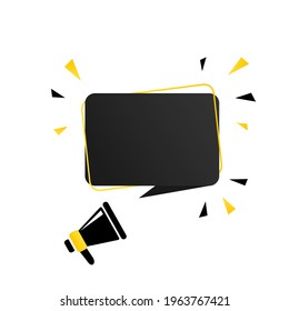 Megáfono con banner de burbuja de voz en blanco. Altavoz. Se puede usar para negocios, marketing y publicidad. EPS vectorial 10. Aislado sobre fondo blanco.