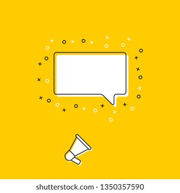 megaphone with blank speech bubble on yellow background. modern banner and poster concept template. trendy flat vector business, marketing, advertising illustration. eps 10