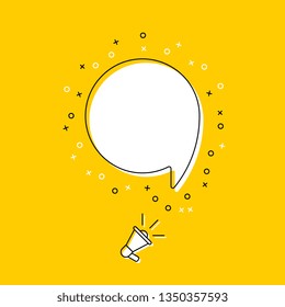 megaphone with blank speech bubble on yellow background. modern banner and poster concept template. trendy flat vector business, marketing, advertising illustration. eps 10