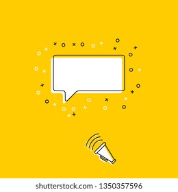 megaphone with blank speech bubble on yellow background. modern banner and poster concept template. trendy flat vector business, marketing, advertising illustration. eps 10