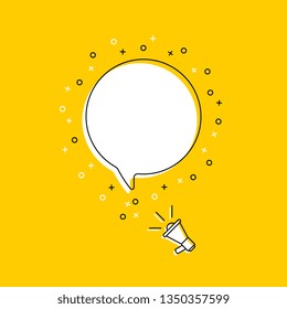 megaphone with blank speech bubble on yellow background. modern banner and poster concept template. trendy flat vector business, marketing, advertising illustration. eps 10