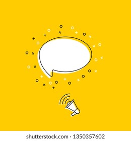 megaphone with blank speech bubble on yellow background. modern banner and poster concept template. trendy flat vector business, marketing, advertising illustration. eps 10