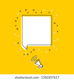 megaphone with blank speech bubble on yellow background. modern banner and poster concept template. trendy flat vector business, marketing, advertising illustration. eps 10