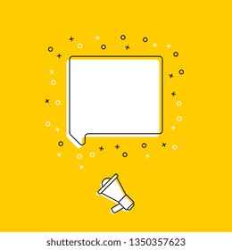 megaphone with blank speech bubble on yellow background. modern banner and poster concept template. trendy flat vector business, marketing, advertising illustration. eps 10