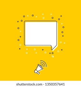 megaphone with blank speech bubble on yellow background. modern banner and poster concept template. trendy flat vector business, marketing, advertising illustration. eps 10