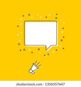 megaphone with blank speech bubble on yellow background. modern banner and poster concept template. trendy flat vector business, marketing, advertising illustration. eps 10