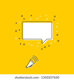 megaphone with blank speech bubble on yellow background. modern banner and poster concept template. trendy flat vector business, marketing, advertising illustration. eps 10