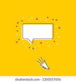 megaphone with blank speech bubble on yellow background. modern banner and poster concept template. trendy flat vector business, marketing, advertising illustration. eps 10
