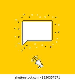 megaphone with blank speech bubble on yellow background. modern banner and poster concept template. trendy flat vector business, marketing, advertising illustration. eps 10